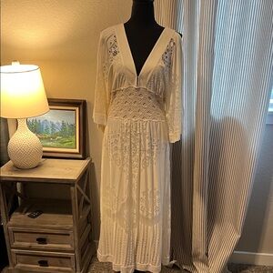 Farm Rio Anthropology Cream Lace Dress
